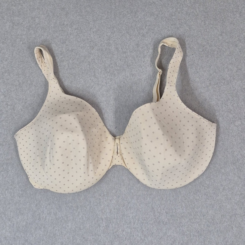 Bali Women Bra 42DD Beige Polka Dot T Shirt Underwired Strap Adjustable